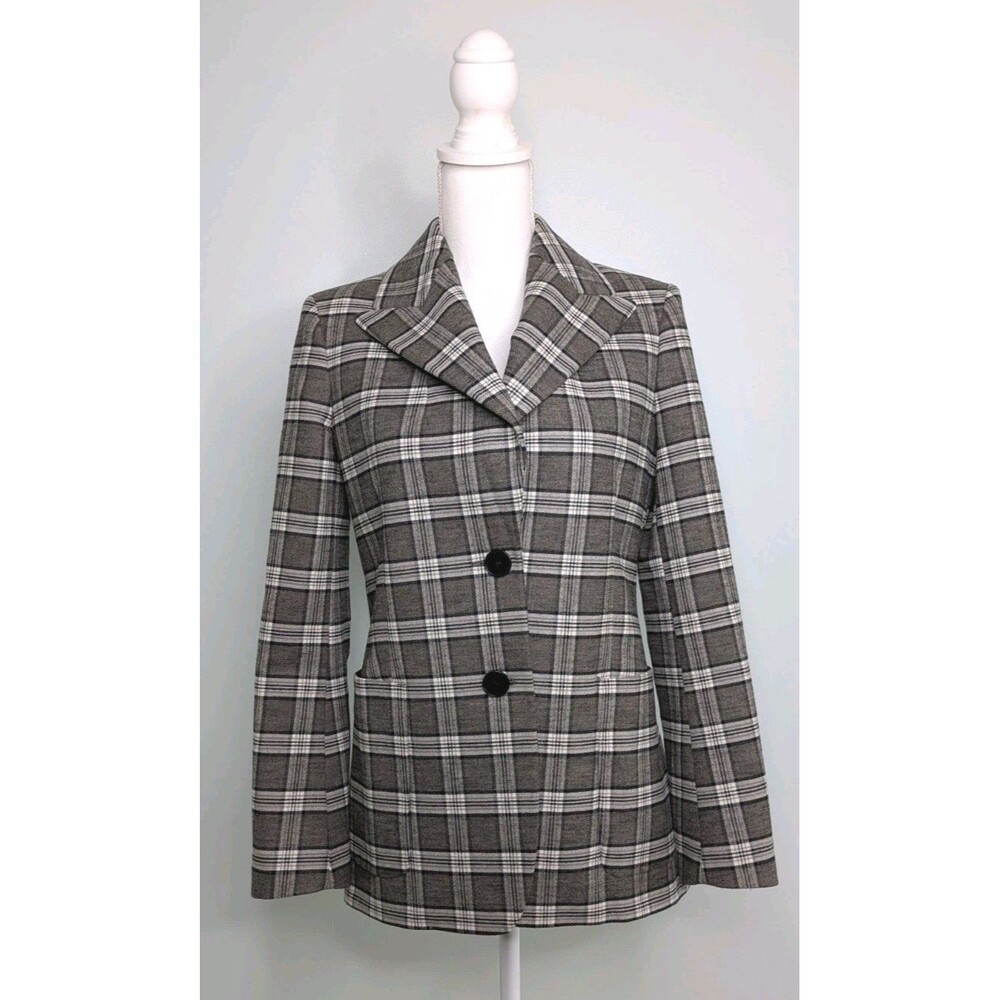Maje Grey Plaid Wool Blazer Jacket 38 Size US M Dark Academia Preppy Office Chic
